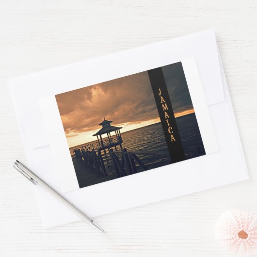 ジャマイカサンセット風光明媚なシール 長方形シール (封筒)