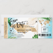 ジャマイカザデイトボーディングパスビーチトロピカル 招待状 (正面)