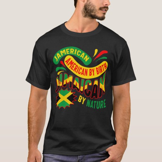 ジャマイカシャツ，ジャマイカアメリカ国旗 Tシャツ (正面)