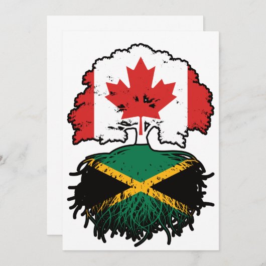 ジャマイカジャマイカカナダツリールーツ国旗 招待状 (正面/裏面)