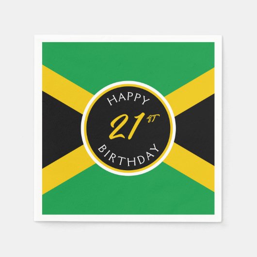 ジャマイカジャマイカフラグハッピーバースデー スタンダードカクテルナプキン (正面)