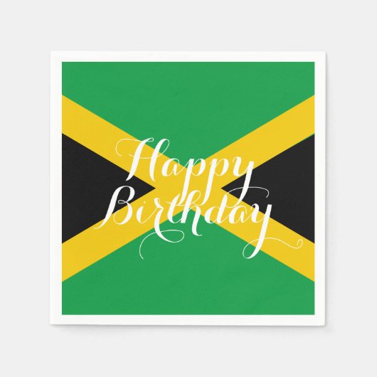 ジャマイカジャマイカフラッグハッピーバースデーパーティー スタンダードカクテルナプキン (正面)