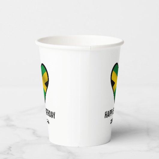 ジャマイカジャマイカフラッグハートハッピーバースデー 紙コップ (右)