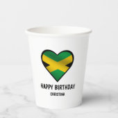 ジャマイカジャマイカフラッグハートハッピーバースデー 紙コップ (正面)