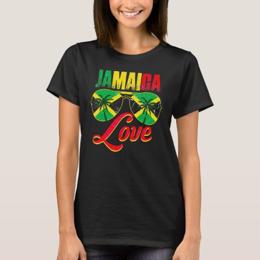 ジャマイカジャマイカ国旗カリブのバケーションレゲエ Tシャツ (正面)