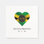 ジャマイカジャマイカ国旗ハートモノグラム結婚ズ スタンダードカクテルナプキン (正面)