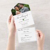 ジャマイカジャマイカ国旗モダンのハート結婚写真 オールインワン招待状 (貼ってはがせる)