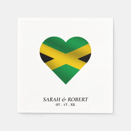 ジャマイカジャマイカ国旗結婚のハート スタンダードカクテルナプキン (正面)
