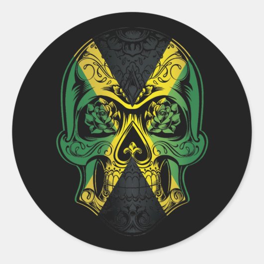 ジャマイカスカルバラ国旗 ラウンドシール (正面)
