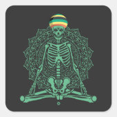 ジャマイカスケルトン瞑想ヨガハロウィンヨガ スクエアシール (正面)