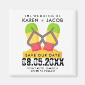 ジャマイカデスティネーションビーチ結婚式日付の保存 マグネット (正面)