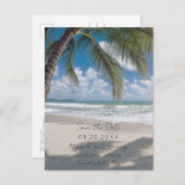 ジャマイカデスティネーションビーチ結婚式日付の保存 案内ポストカード (正面/裏面)