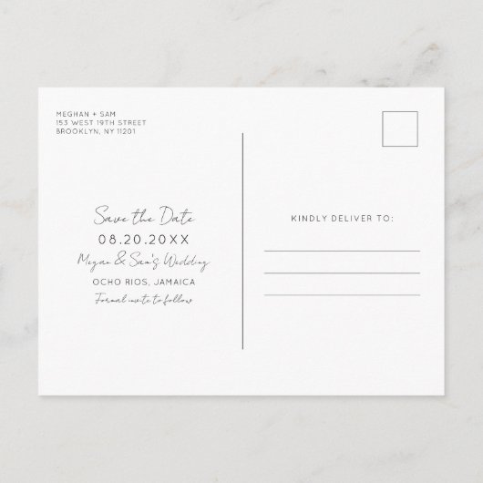 ジャマイカデスティネーションビーチ結婚式日付の保存 案内ポストカード (裏面)
