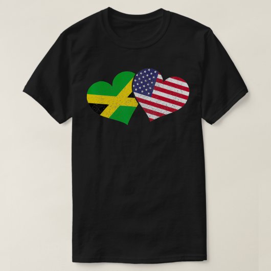 ジャマイカハートジャマイカ伝統アメリカ国旗 Tシャツ (デザイン正面)