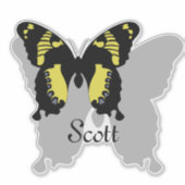 ジャマイカバタフライの影の名前タグ シール (正面)