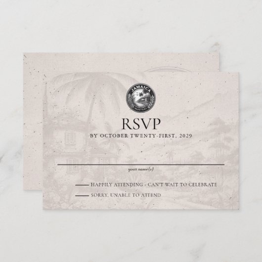 ジャマイカパスポート結婚式RSVPカード 出欠カード (正面/裏面)