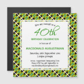 ジャマイカパーソナライズされた国旗40歳の誕生日 マグネット招待状 (正面/裏面)