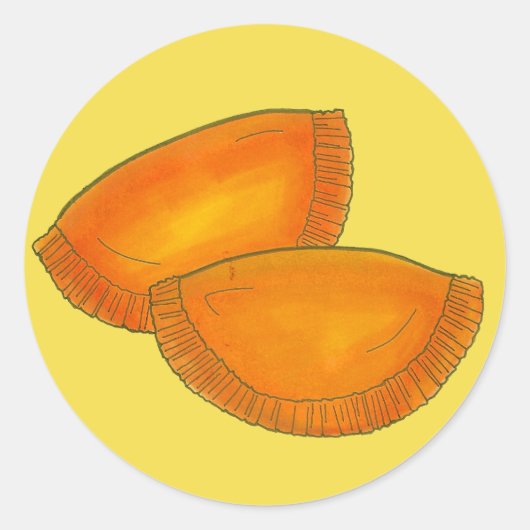 ジャマイカビーフパティパティ食品料理イエロー ラウンドシール (正面)