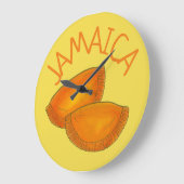 ジャマイカビーフパティパティ食品料理イエロー ラージ壁時計 (傾斜)