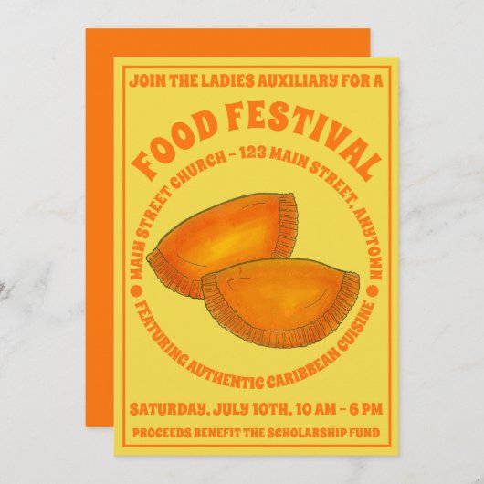 ジャマイカビーフパティフードフェストカリブの料理 招待状 (正面/裏面)