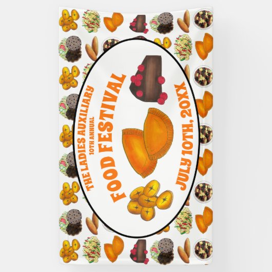 ジャマイカビーフパティフードフェストカリブの料理 横断幕 (縦)