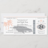 ジャマイカピーチグレーボーディングパス結婚ズ 招待状 (正面)