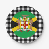 ジャマイカプレート、エンブレムバッファロープレイド、ジャマイカ国旗 ペーパープレート (正面)