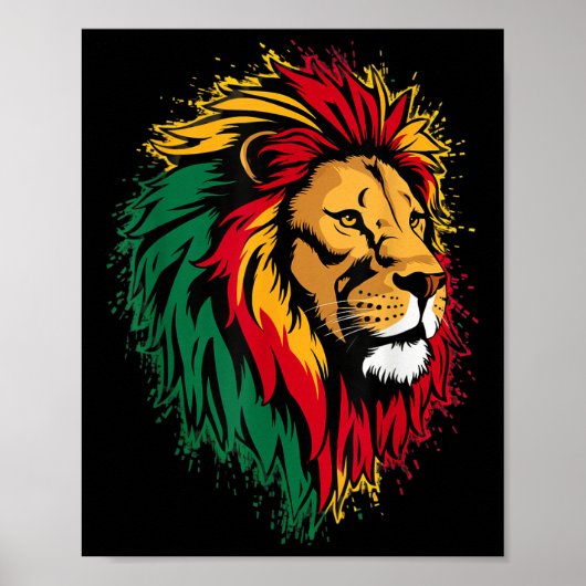 ジャマイカライオンジャマイカラスタ国旗Lion Of Judah Re ポスター (正面)
