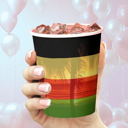 ジャマイカラスタカリブのアイランドビーチパームツリー 紙コップ