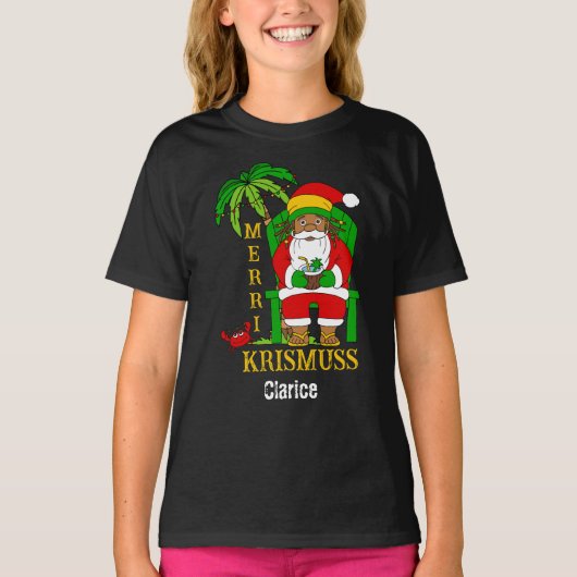 ジャマイカラスタサンタクロースクリスマスホリデー Tシャツ (正面)