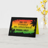 ジャマイカラスタパトワハッピークリスマス カード (黄色い花)