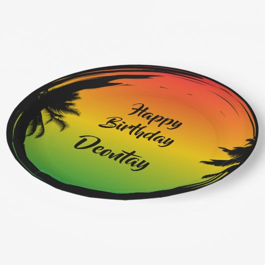 ジャマイカラスタレゲエカリブの誕生日 ペーパープレート (アングル)
