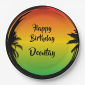 ジャマイカラスタレゲエカリブの誕生日 ペーパープレート (正面)