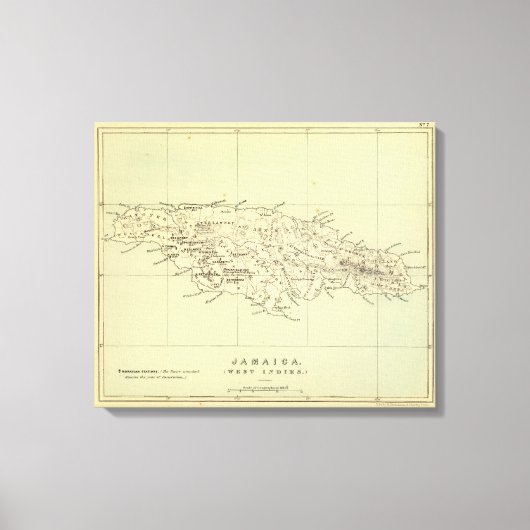 ジャマイカリトグラフ地図 キャンバスプリント (正面)