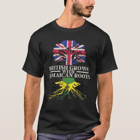 ジャマイカルーツデュアル伝統で成長したイギリス Tシャツ (正面)
