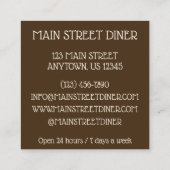 ジャマイカレストランオックステールとブロードビーンズシチュー スクエア名刺 (裏面)