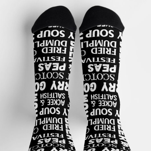 ジャマイカレストランシェフブラックパターン（の模様が）ある ソックス (上部)