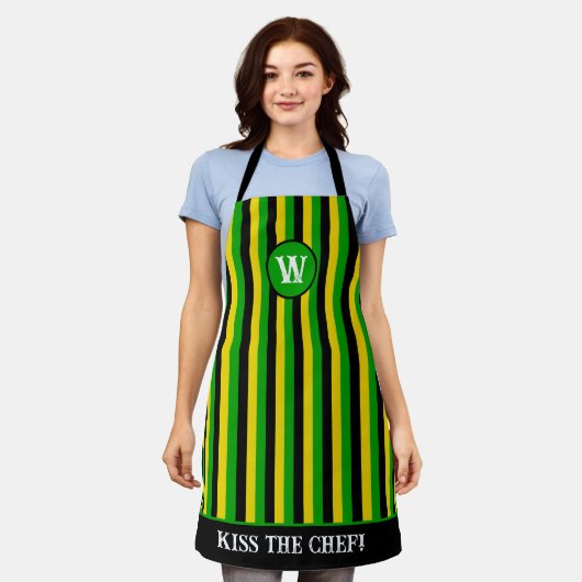 ジャマイカレストランシェフ&調理師キッチン エプロン (着用した状態)