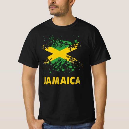 ジャマイカレトロウォーターカラーズジャマイカ国旗 Tシャツ (正面)