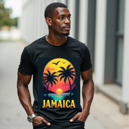 ジャマイカレトロサンセット – ヴィンテージトロピカルパームツリー Tシャツ