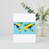 ジャマイカワールド – ジャマイカ国旗の地図 ポストカード (スタンド正面)