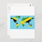 ジャマイカワールド – ジャマイカ国旗の地図 ポストカード (正面/裏面)