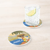 ジャマイカヴィンテージ旅行スタイルイラストレーション コースター (側面)