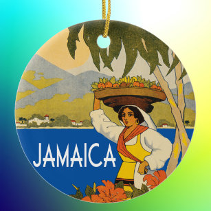 ジャマイカヴィンテージ旅行スタイルイラストレーション セラミックオーナメント