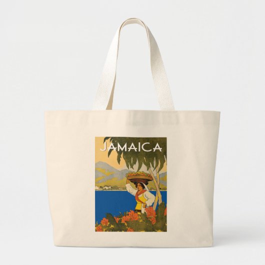 ジャマイカヴィンテージ旅行スタイル ラージトートバッグ (正面)