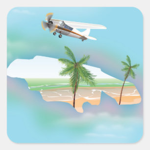 ジャマイカヴィンテージ旅行ポスター スクエアシール