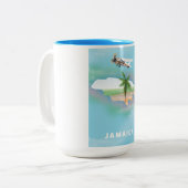ジャマイカヴィンテージ旅行ポスター ツートーンマグカップ (正面左)