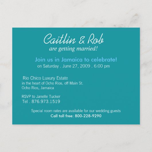 ジャマイカ保存日（エメラルドウォーター） 案内ポストカード (裏面)