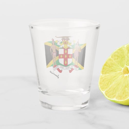 ジャマイカ国旗とジャマイカの武器コート/パーティー ショットグラス (裏面)