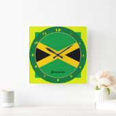 ジャマイカ国旗とジャマイカトレンディーファッション/デザイン スクエア壁時計 (ホーム)